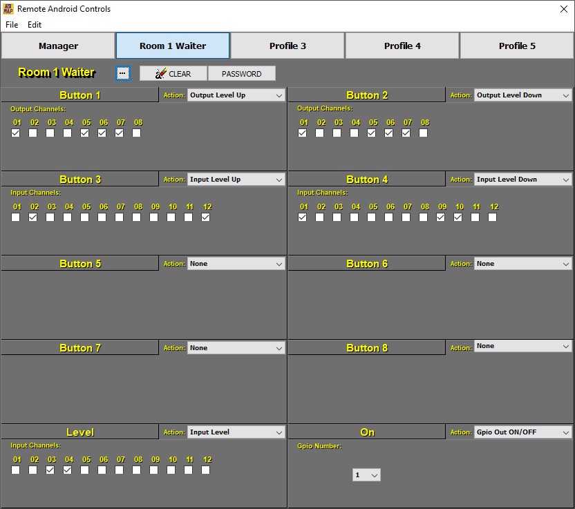 Room 1 Waiter Profile Settings